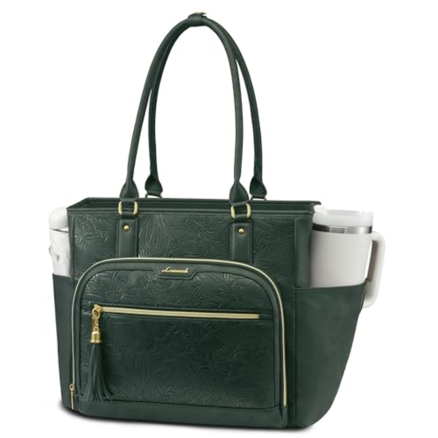 Leather Work Laptop Bag - Laptop Tote Bag for Women With