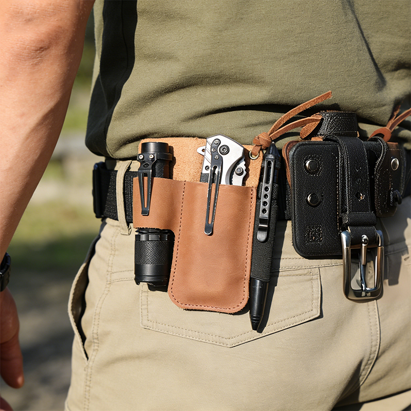 Leather Workshop - EDC Leather Flashlight Tool Holster Multi-functional