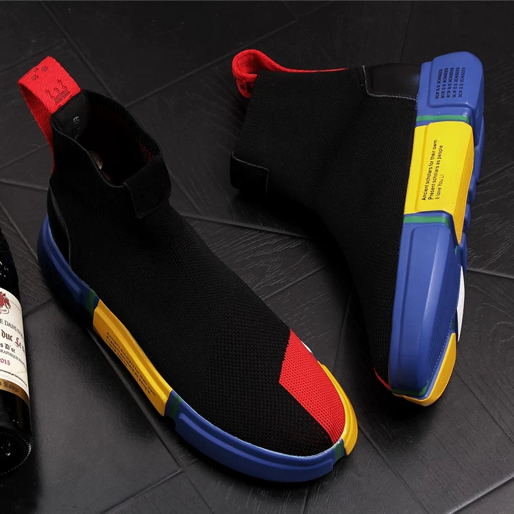Leather Work Boots - 2026 New Men's Black Sock Sneakers