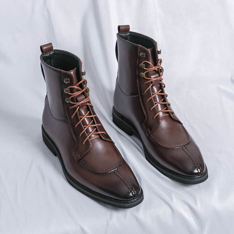 2026 New Men's Pointed Brown B - Leather Work Boots recensie en prijs