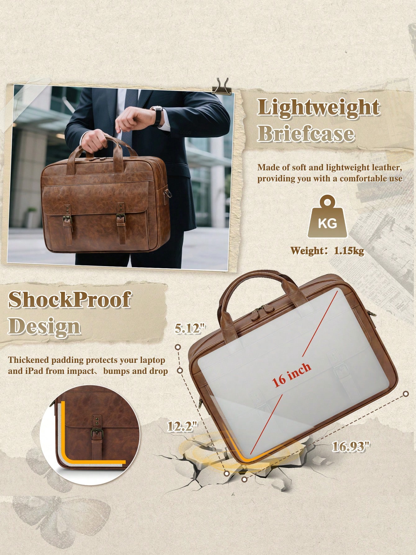 Vintage Leather Messenger Bag  - Leather Work Laptop Bag recensie en prijs
