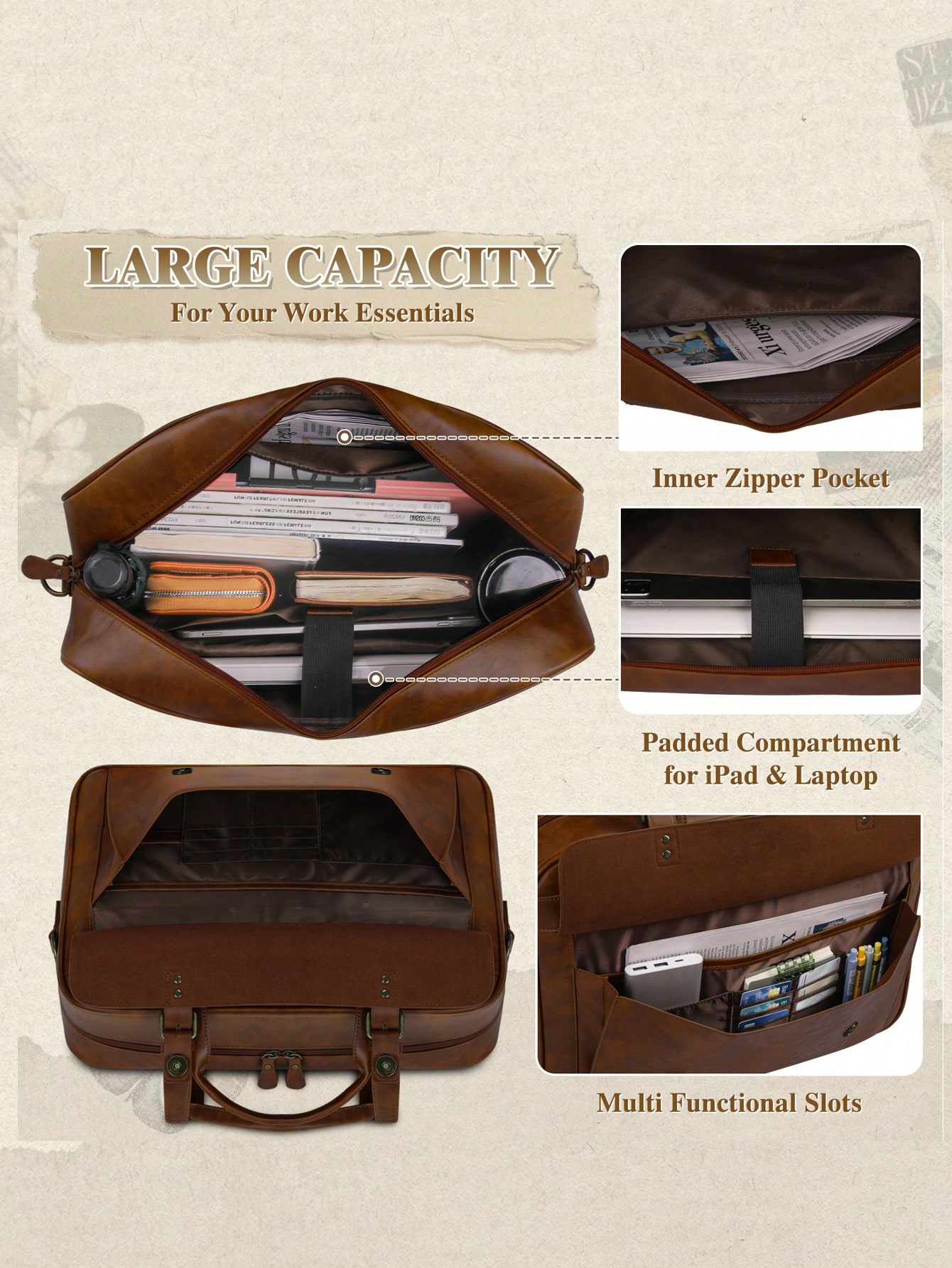 Vintage Leather Messenger Bag  - Leather Work Laptop Bag recensie en prijs