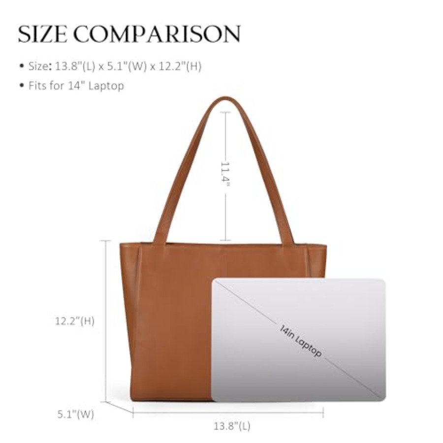 Genuine Leather Zipper Tote Ba - Leather Work Laptop Bag recensie en prijs