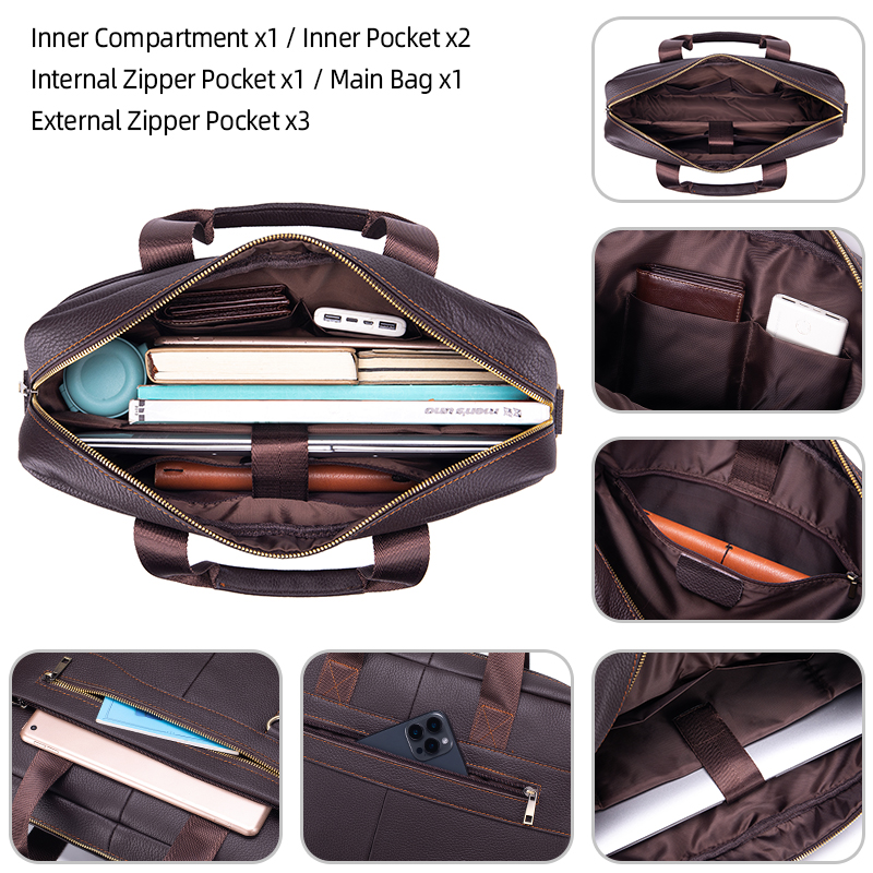 Men's Vintage Genuine Leather  - Leather Work Laptop Bag recensie en prijs