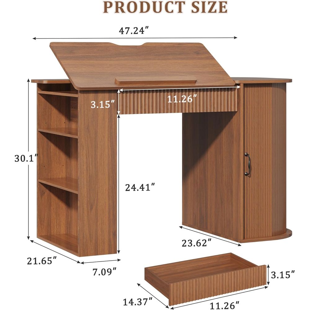 Storage Cabinet Desk with Draw - Leather Work In Art recensie en prijs
