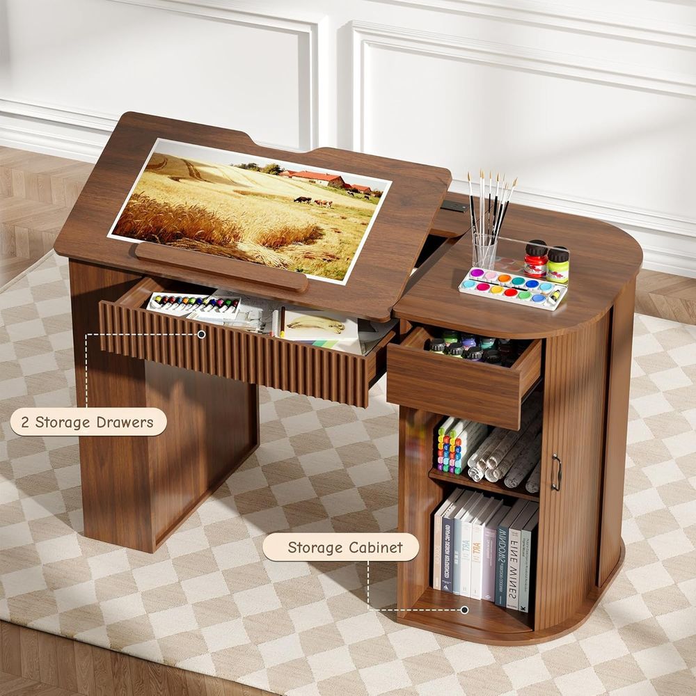 Storage Cabinet Desk with Draw - Leather Work In Art recensie en prijs
