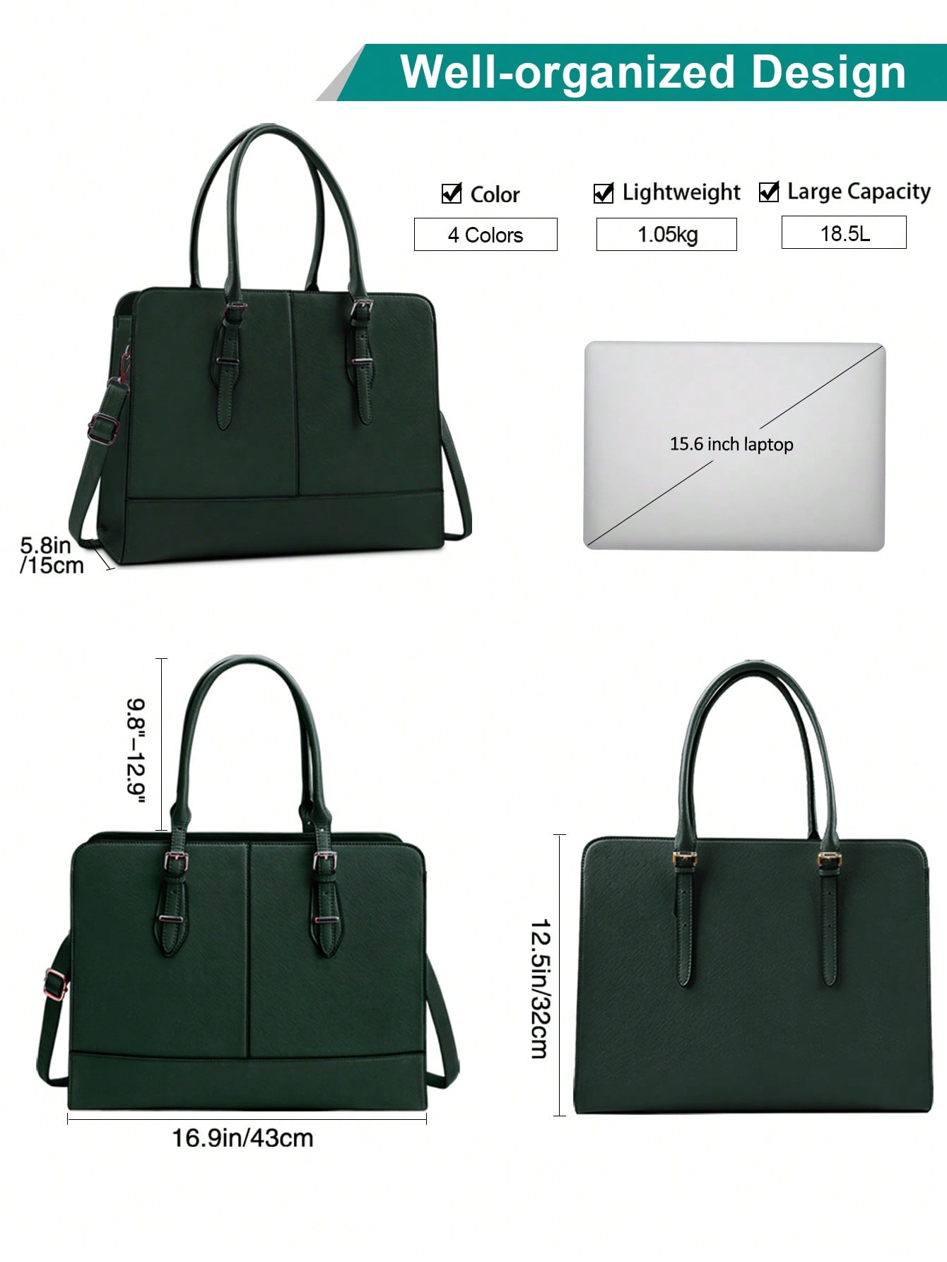 15.6 Inch Leather Laptop Tote  - Leather Work Laptop Bag recensie en prijs