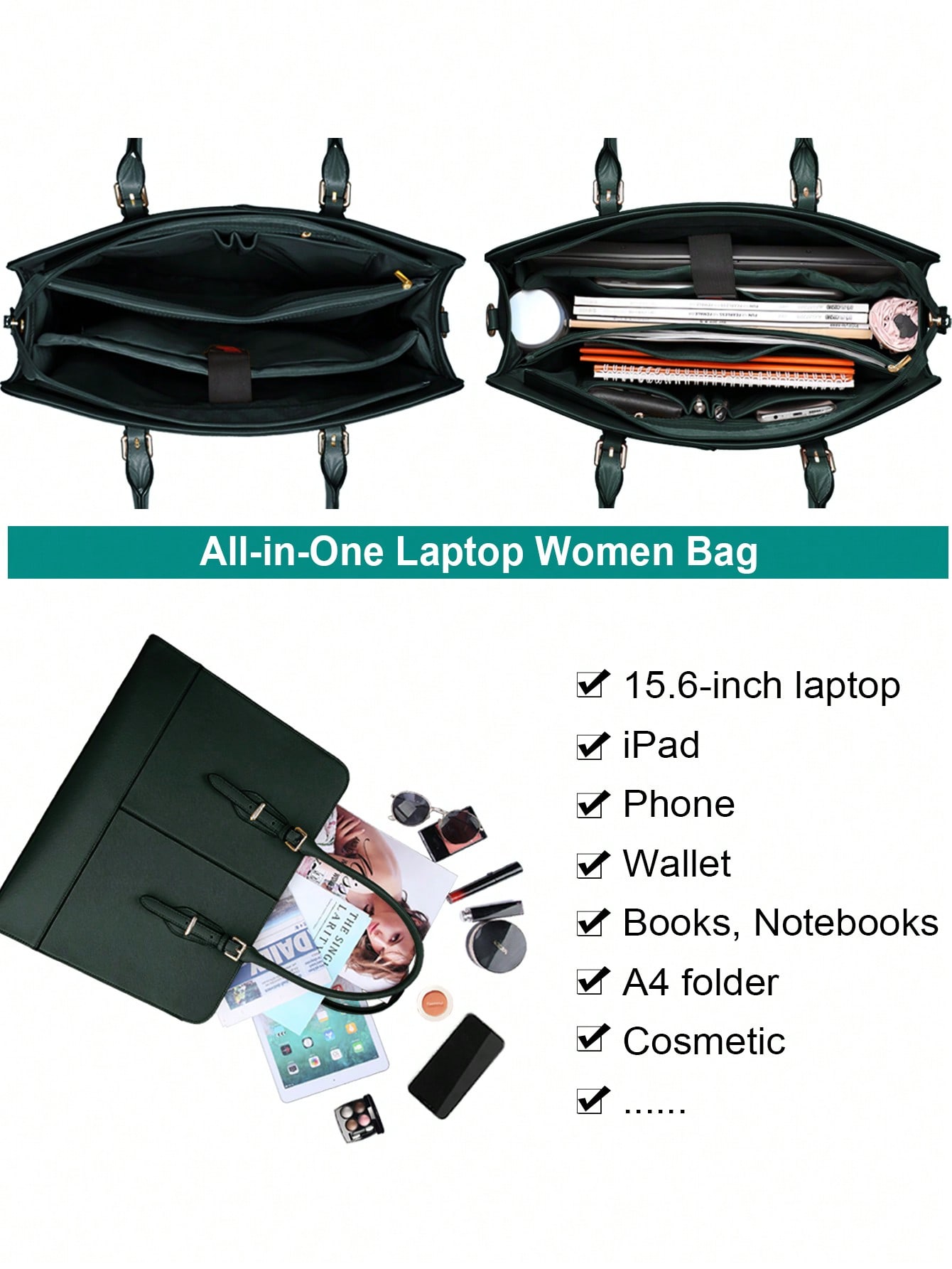 15.6 Inch Leather Laptop Tote  - Leather Work Laptop Bag recensie en prijs