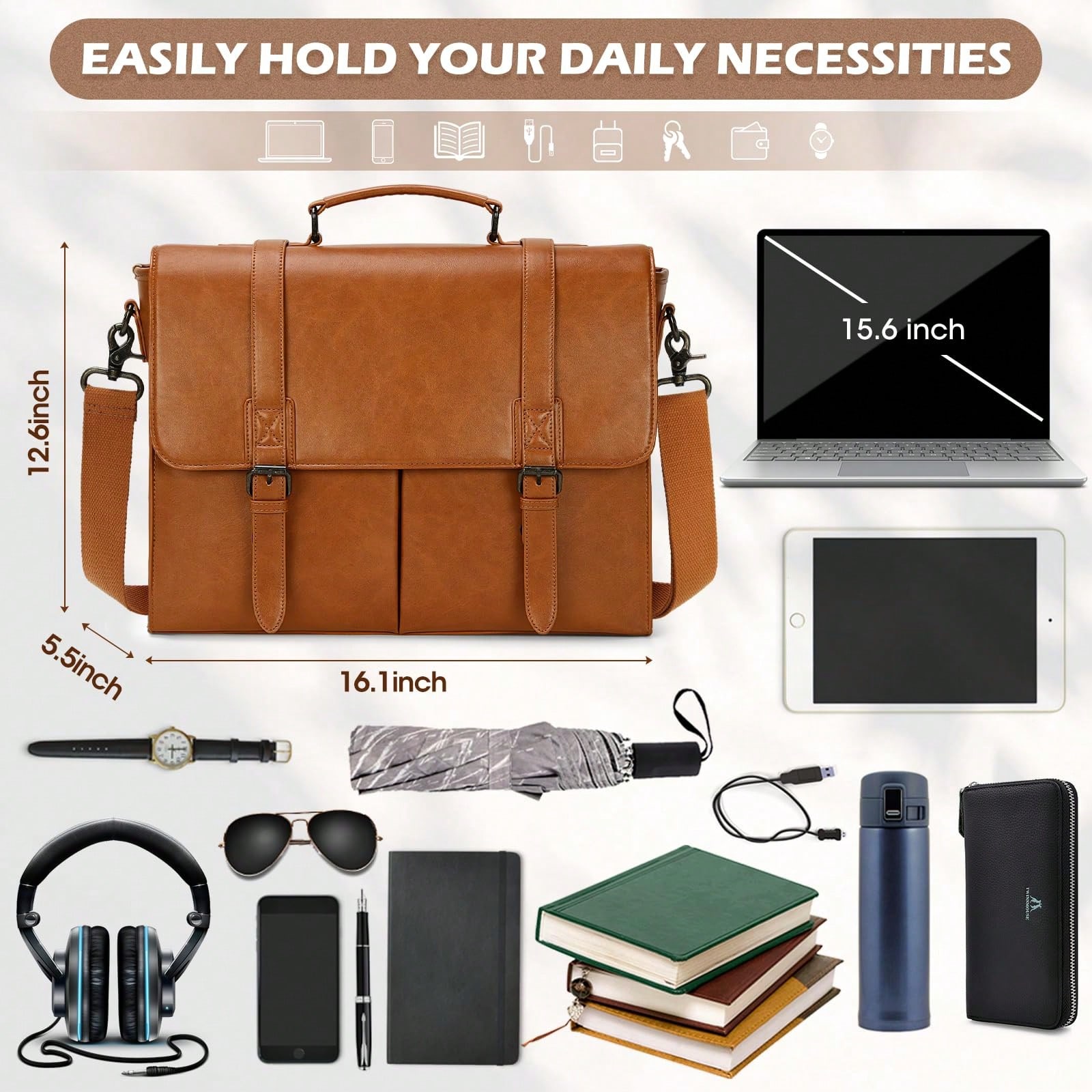 Messenger Bag For Men 15.6 Inc - Leather Work Laptop Bag recensie en prijs