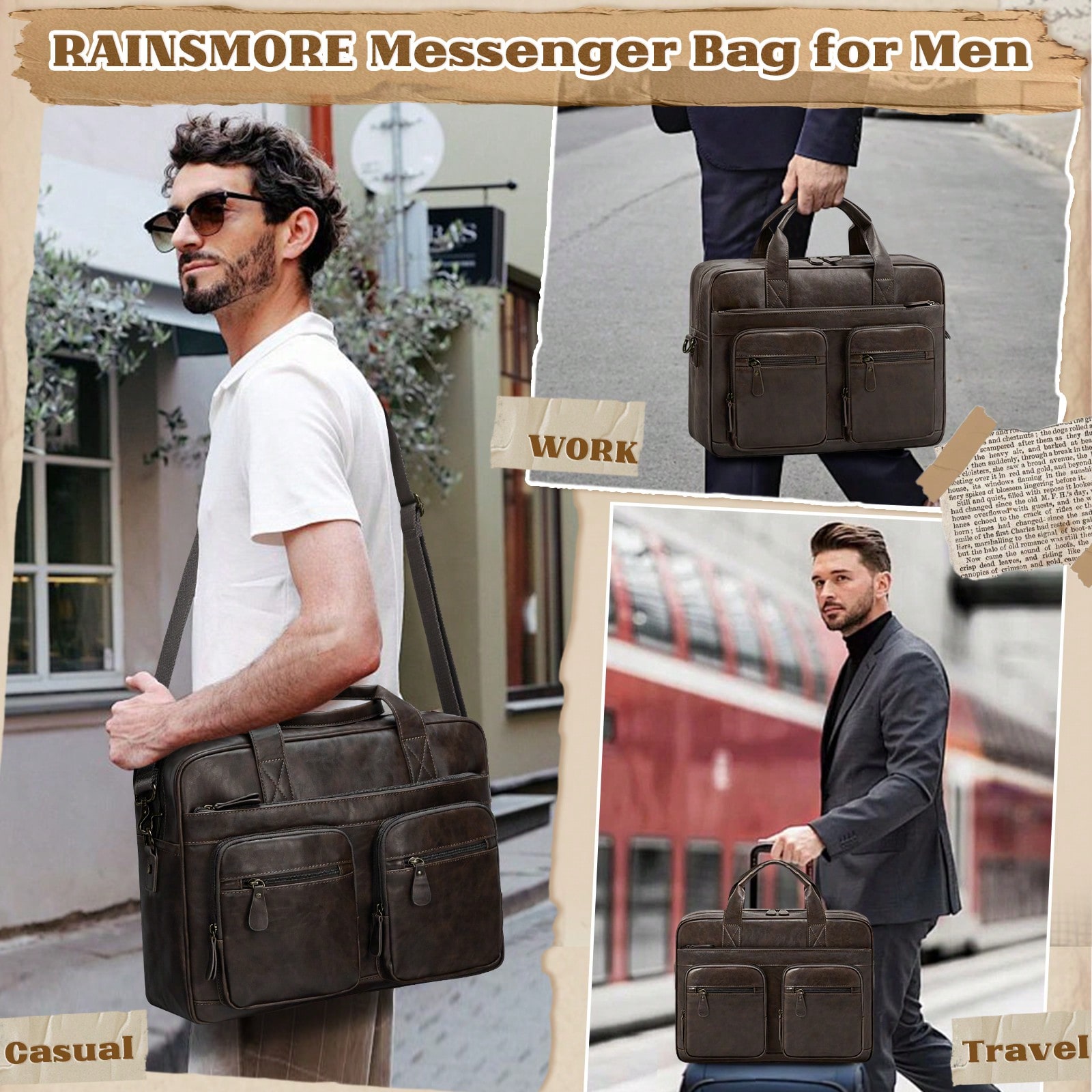 Vintage Messenger Bag For Men  - Leather Work Laptop Bag recensie en prijs