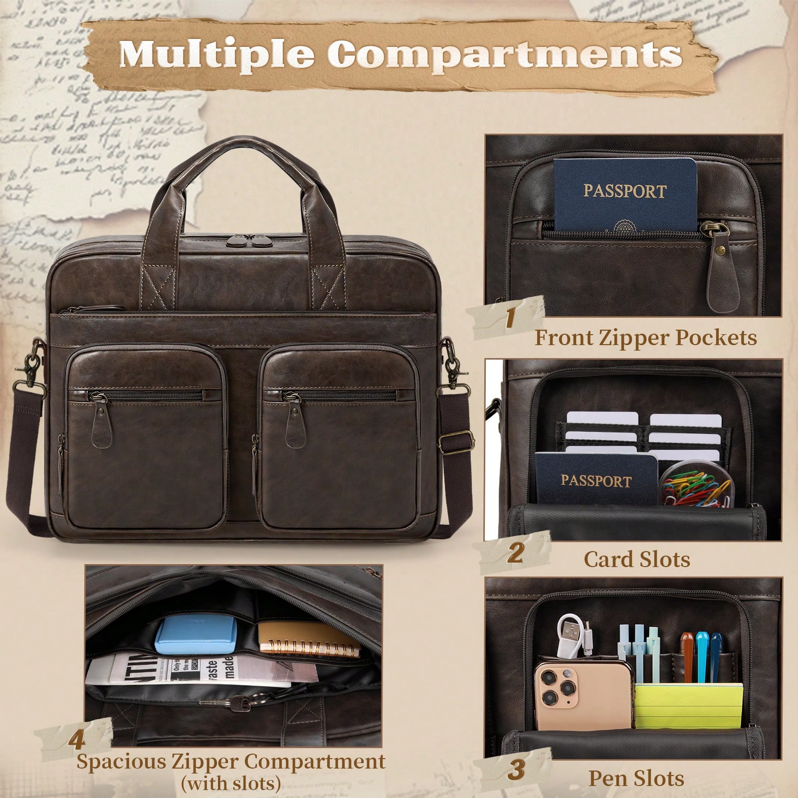 Vintage Messenger Bag For Men  - Leather Work Laptop Bag recensie en prijs