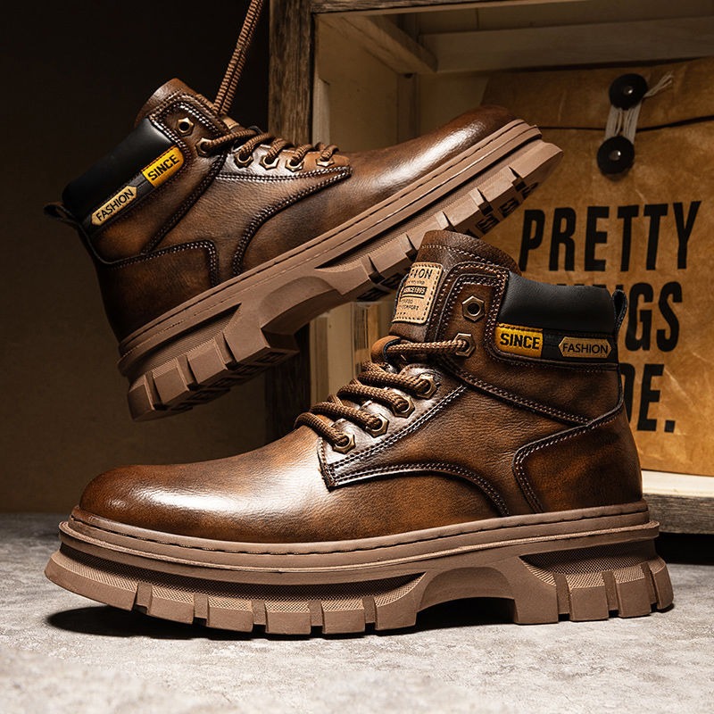 Vintage Men Platform Ankle Boo - Leatherwork Boots recensie en prijs