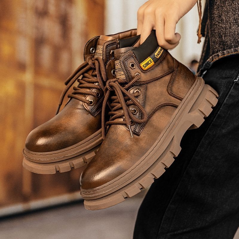 Vintage Men Platform Ankle Boo - Leatherwork Boots recensie en prijs