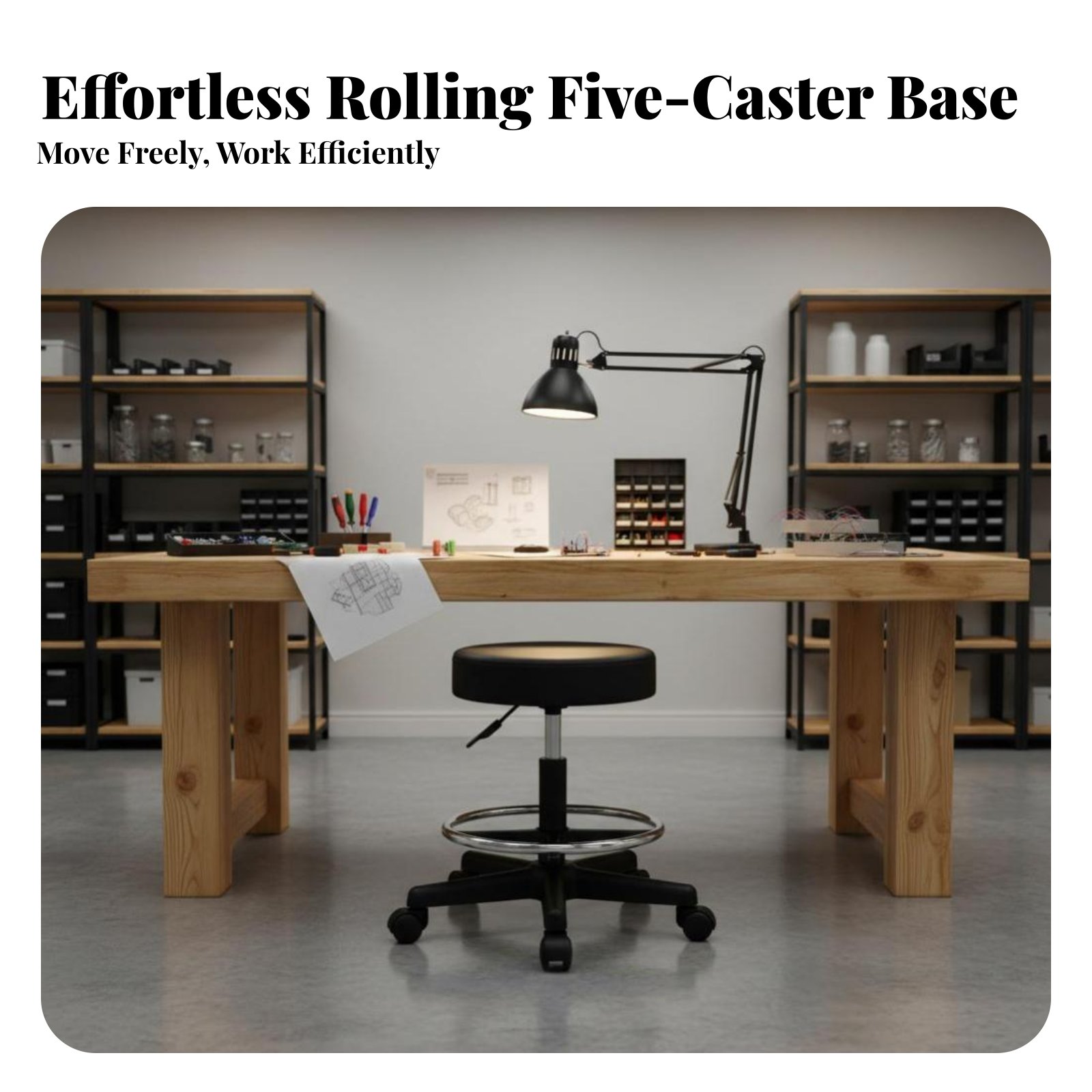 Adjustable Rolling Stool Versa - Upholstery Leather Work recensie en prijs