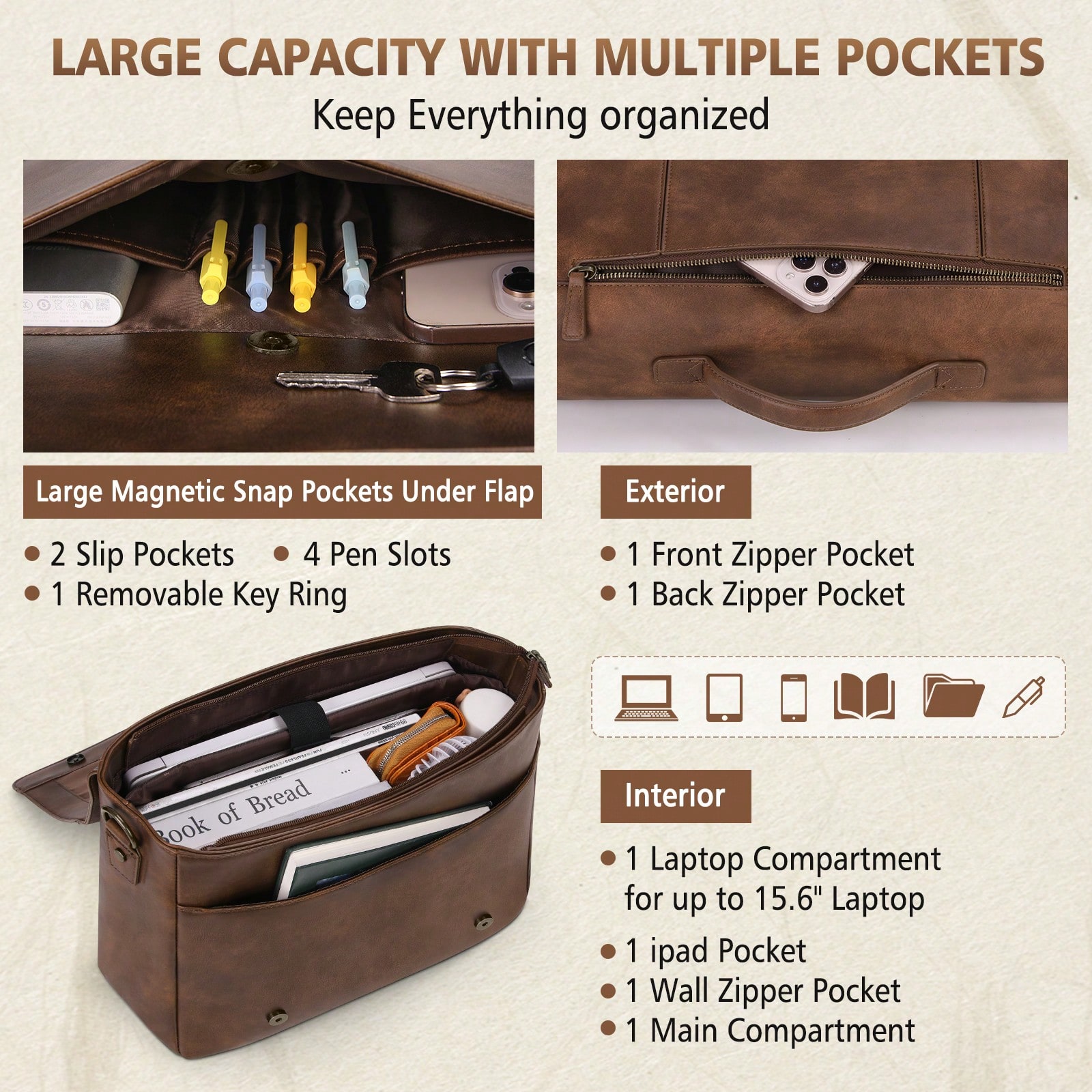 Leather Messenger Bag For Men  - Leather Work Laptop Bag recensie en prijs