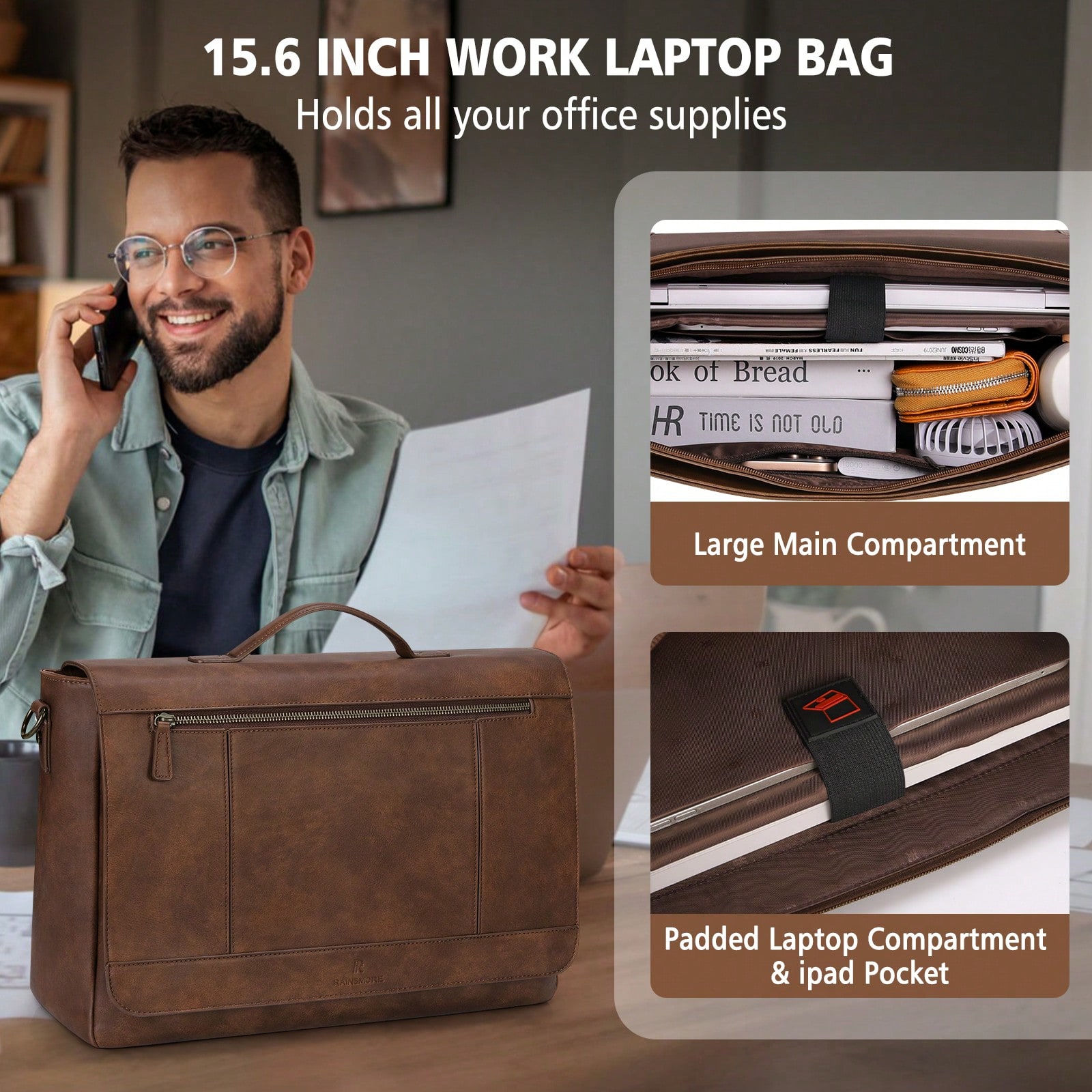 Leather Messenger Bag For Men  - Leather Work Laptop Bag recensie en prijs