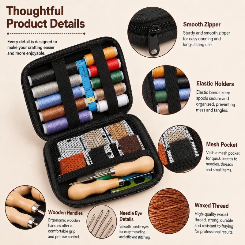Leather Sewing Kit with Waxed  - Leatherwork Hand Sewing Needles recensie en prijs