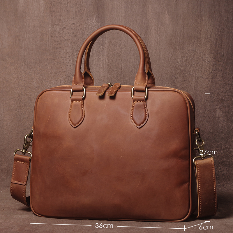 GURO Men Crazy Horse Cowhide B - Leather Work Laptop Bag recensie en prijs