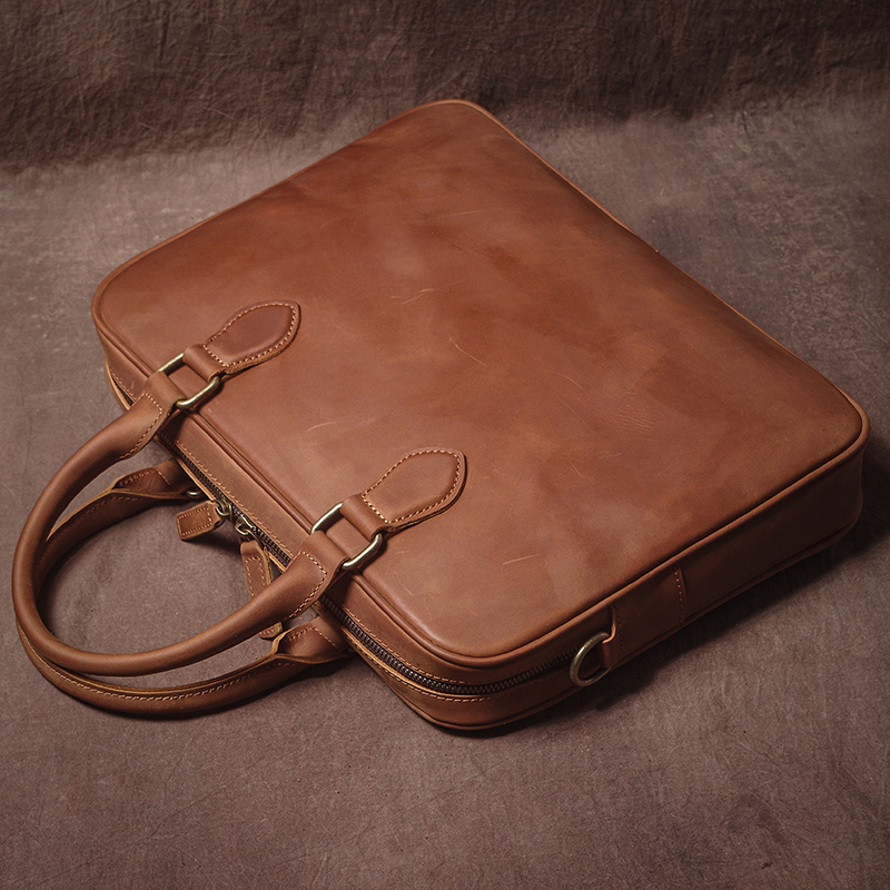 GURO Men Crazy Horse Cowhide B - Leather Work Laptop Bag recensie en prijs