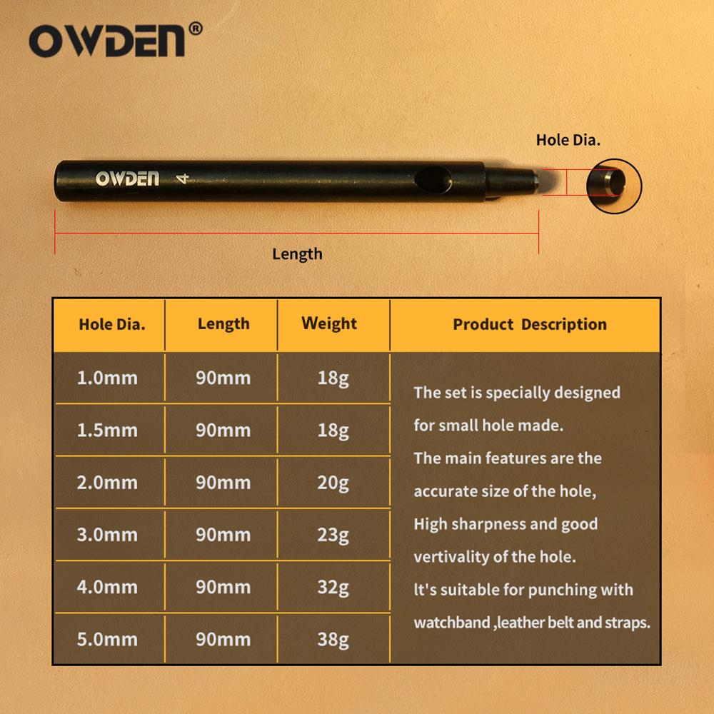 OWDEN 1-5mm 6Pcs Leather Hollo - Leatherwork Punch recensie en prijs