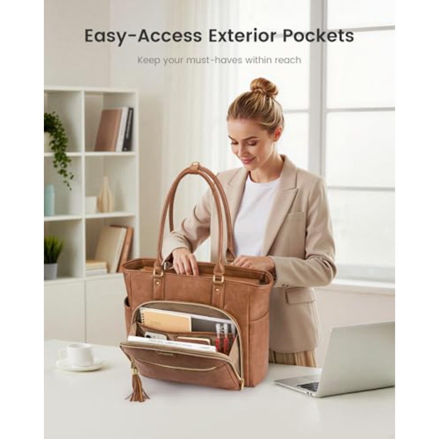 Laptop Tote Bag for Women With - Leather Work Laptop Bag recensie en prijs