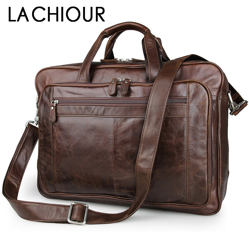 LACHIOUR Genuine Leather Men B - Leather Work Laptop Bag recensie en prijs